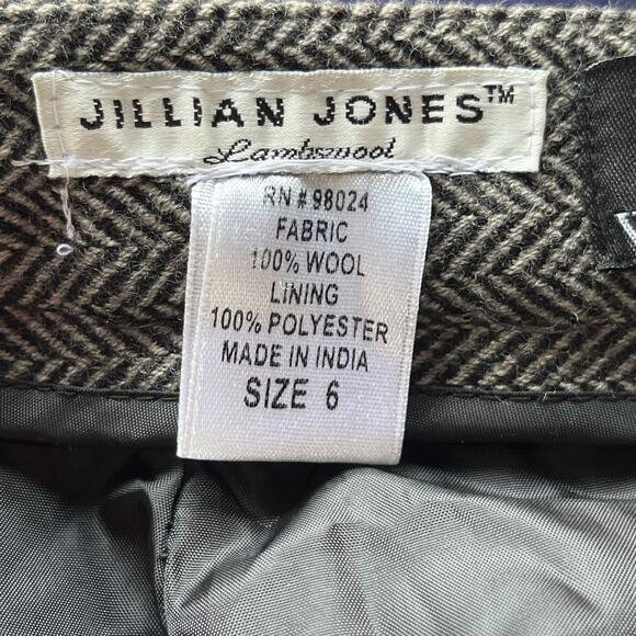 Jillian Jones Women's Vintage 100% Wool Grey Herringbone Dress Pants Size 6 - Picture 7 of 9